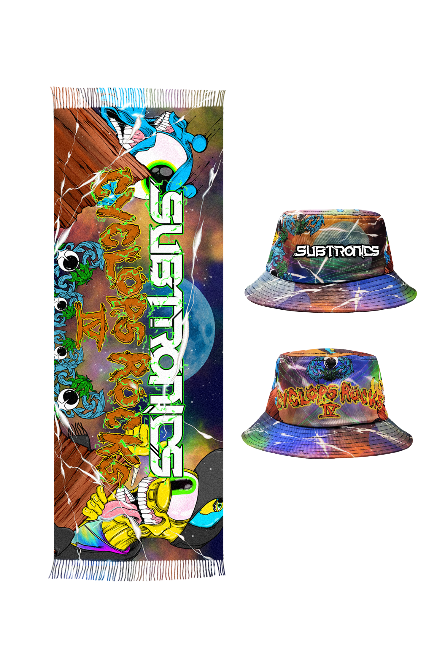 Cyclops Rocks IV Pashmina and Bucket Hat Bundle